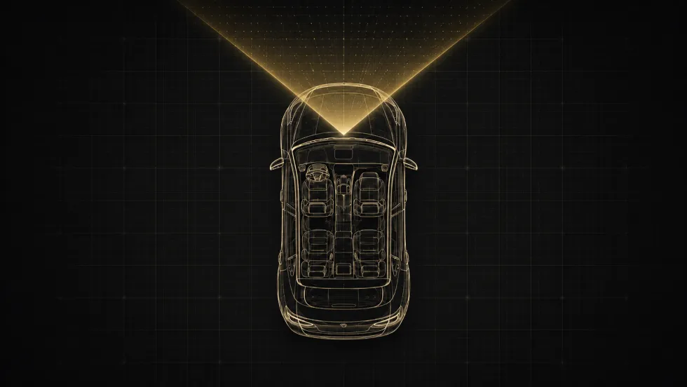 Top-down view: single front-camera coverage